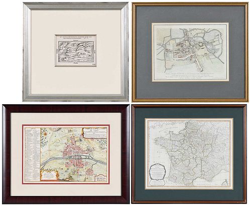 Four Framed European Maps