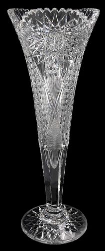 H. C. Fry Brilliant Cut Glass Trumpet Vase