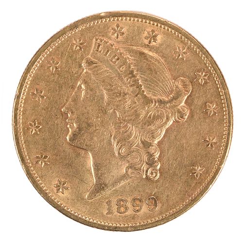 1899 Liberty Head $20 Double Eagle Gold Coin 