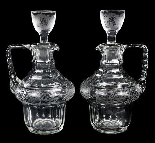 Pair of American Cut Glass Decanters