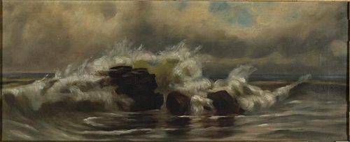 Unsigned Oil on Canvas- Stormy Seascape