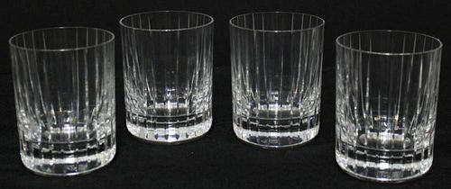 4 Baccarat Incised Lead Crystal Whiskey Glasses