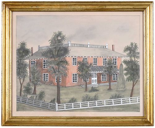 Primitive Painting of a Red House