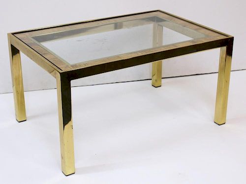 Contemporary Glass & Brass Low Table