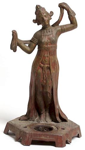 French Art Deco Bronzed & Painted Belly Dancer