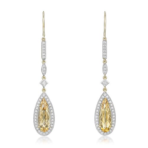 Imperial Topaz and Diamond Drop Earrings