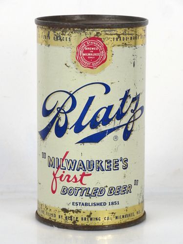 1950 Blatz Beer 12oz 39-10v2.2a Flat Top Milwaukee Wisconsin