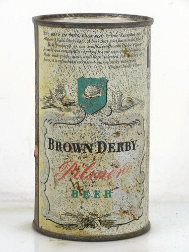 1942 Brown Derby Pilsner Beer 12oz OI-133 Opening Instruction Can San Francisco California