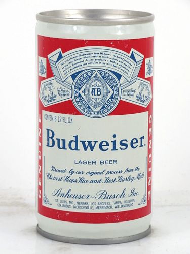 1973 Budweiser Lager Beer 12oz Unpictured. Flat Top Newark New Jersey