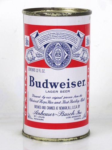 1961 Budweiser Lager Beer 12oz 44-35.1 Flat Top Newark New Jersey