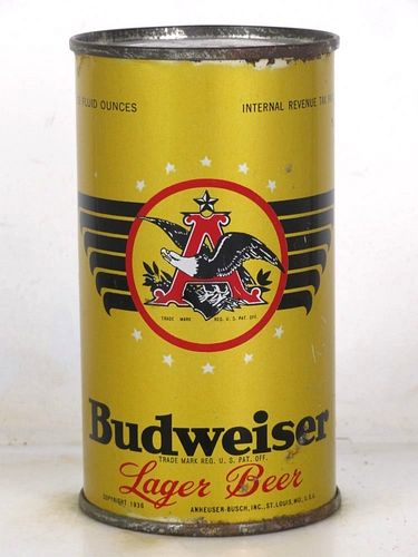 1940 Budweiser Lager Beer 12oz OI-143C Opening Instruction Can Saint Louis Missouri