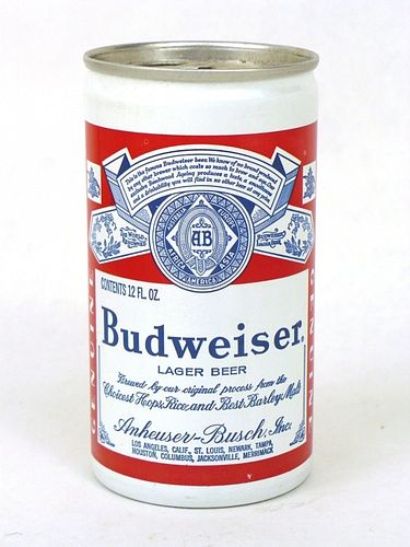 1970 Budweiser Lager Beer 12oz T48-03V Ring Top Los Angeles California