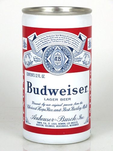 1970 Budweiser Lager Beer 12oz Unpictured. Ring Top Tampa Florida