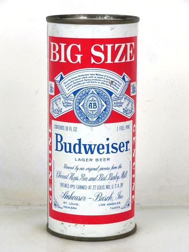 1961 Budweiser Lager Beer 16oz One Pint 226-28.1a Flat Top Saint Louis Missouri