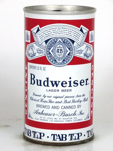 1966 Budweiser Lager Beer 12oz T49-28.2 Ring Top Houston Texas