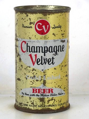1955 Champagne Velvet Gold Label Beer 12oz 49-06.2 Flat Top Terre Haute Indiana