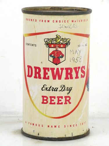 1958 Drewrys Extra Dry Beer 12oz 57-04.3 Flat Top South Bend Indiana
