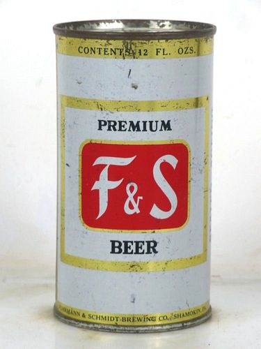 1955 F&S Beer Fuhrman & Schmidt 12oz Flat Top Can Shamokin PA 
