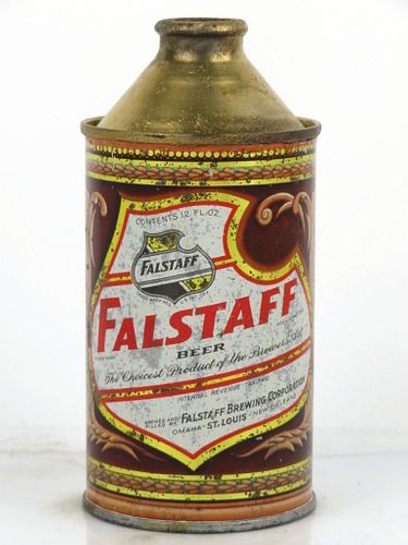 1947 Falstaff Beer 12oz 161-25 High Profile Cone Top Saint Louis Missouri
