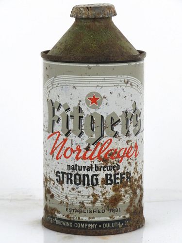 1946 Fitger's Nordlager Beer 12oz 162-17 High Profile Cone Top Duluth Minnesota