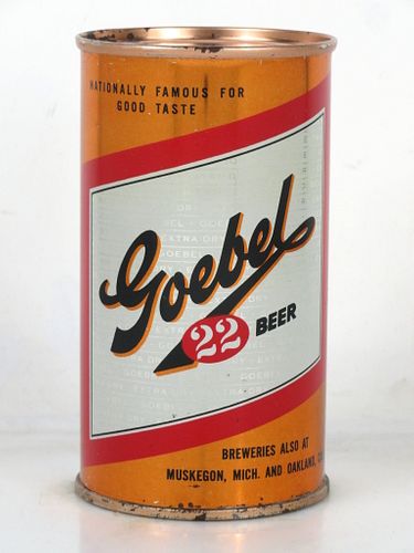 1956 Goebel 22 Beer LIFE 12oz 71-03.1 Flat Top Detroit Michigan