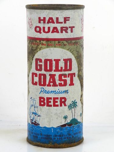 1958 Gold Coast Premium Beer 16oz One Pint 229-29v Unpictured Flat Top South Bend Indiana