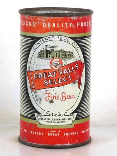 1948 Great Falls Select Beer 12oz 74-20 Flat Top Great Falls Montana