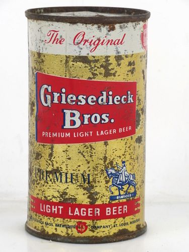1953 Griesedieck Bros. Premium Light Lager Beer 12oz 76-14 Flat Top Saint Louis Missouri