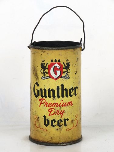 1957 Gunther Premium Dry Beer Pail 12oz 78-26.1 Flat Top Baltimore Maryland