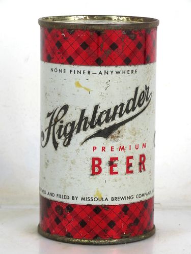 1958 Highlander Beer 12oz Flat Top Can Missoula Montana 