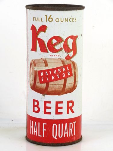 1959 Keg Beer 16oz One Pint 231-11 Flat Top Los Angeles California