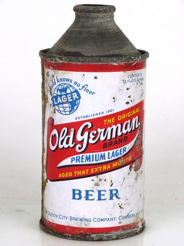 1953 Old German Beer 12oz 176-21 High Profile Cone Top Cumberland Maryland