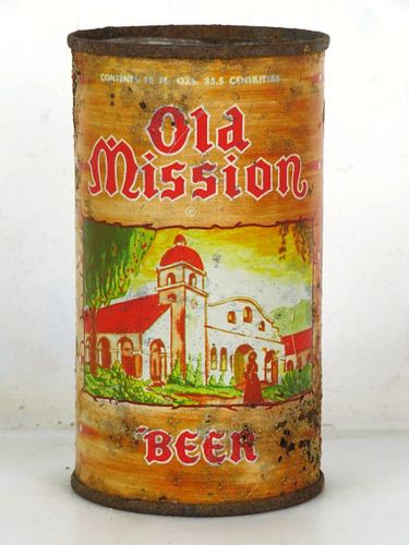 1953 Old Mission Beer 12oz Can Pabst Los Angeles CA 