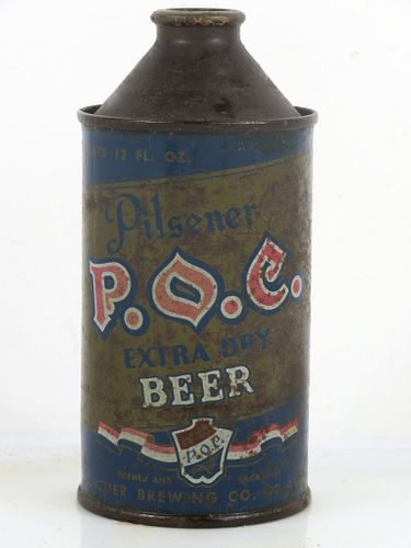 1947 P.O.C. Beer 12oz 179-17 High Profile Cone Top Cleveland Ohio