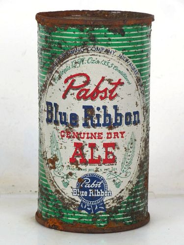 1950 Pabst Blue Ribbon Ale 12oz Flat Top Can Milwaukee 