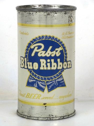 1950 Pabst Blue Ribbon Beer 12oz Flat Top Can Milwaukee 