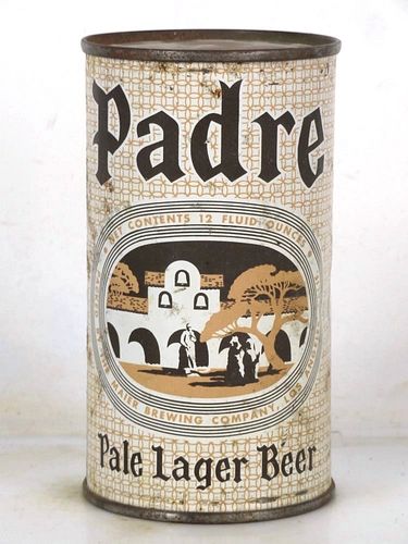 1956 Padre Pale Lager Beer 12oz 112-11.3b Flat Top Los Angeles California