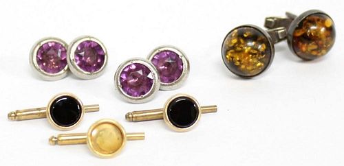 3 Sets of Cufflinks & Studs, incl. Sterling Silver