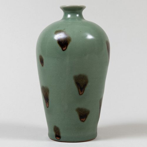 Chinese Green Splashed Glazed Earthenware Meiping