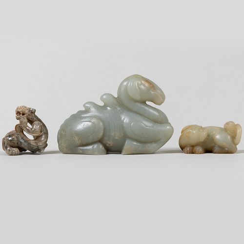  Three Chinese Jade Animals 
