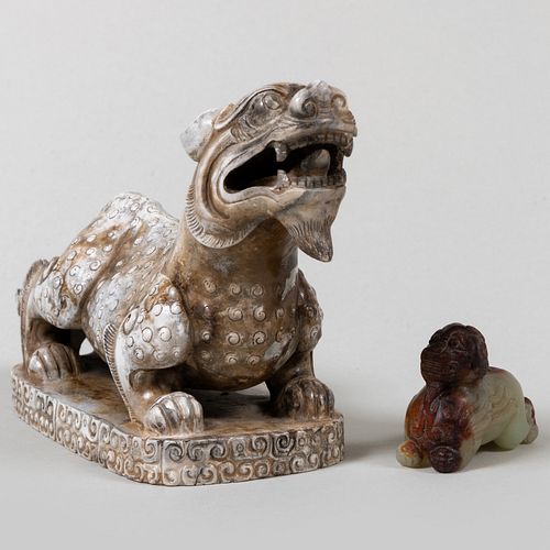 Two Chinese Jade Figures of Mythical Beasts  