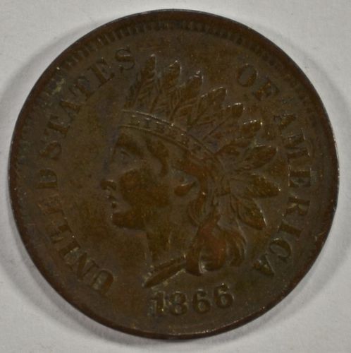 1866 INDIAN CENT VF/XF