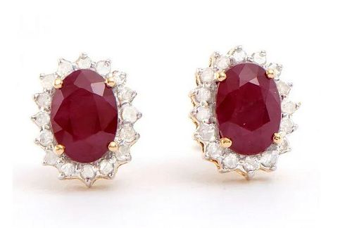 2.65 Ct Certified Ruby & Diamond Earrings $5,800.00