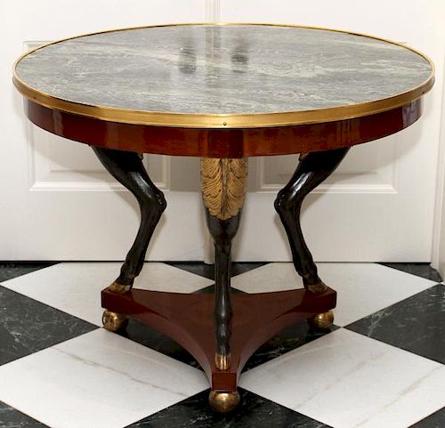 FRENCH EMPIRE MARBLE TOP CENTER TABLE 19TH C.