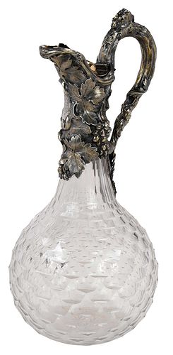 English Silver Mounted and Cut Glass Claret Jug