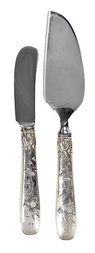 Cased Tiffany Audubon Sterling Cheese Serving Set