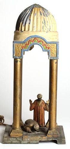 Austrian Cold-Painted Metal Orientalist Table Lamp