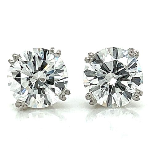 Platinum 4.00 Ct. GIA Certified Diamond Stud Earrings