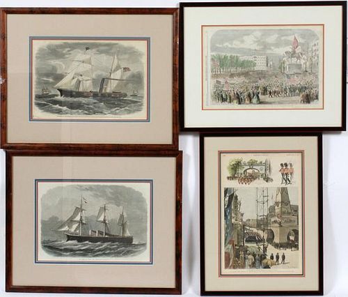 HAND COLORED ENGRAVINGS 19TH C.