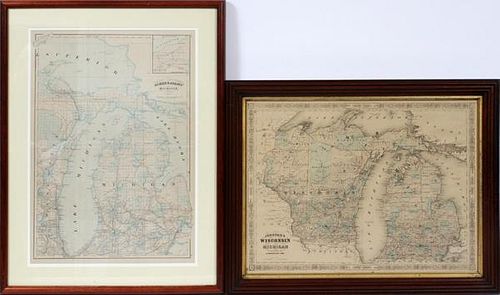 JOHNSON'S MAPS OF WISCONSIN & MICHIGAN